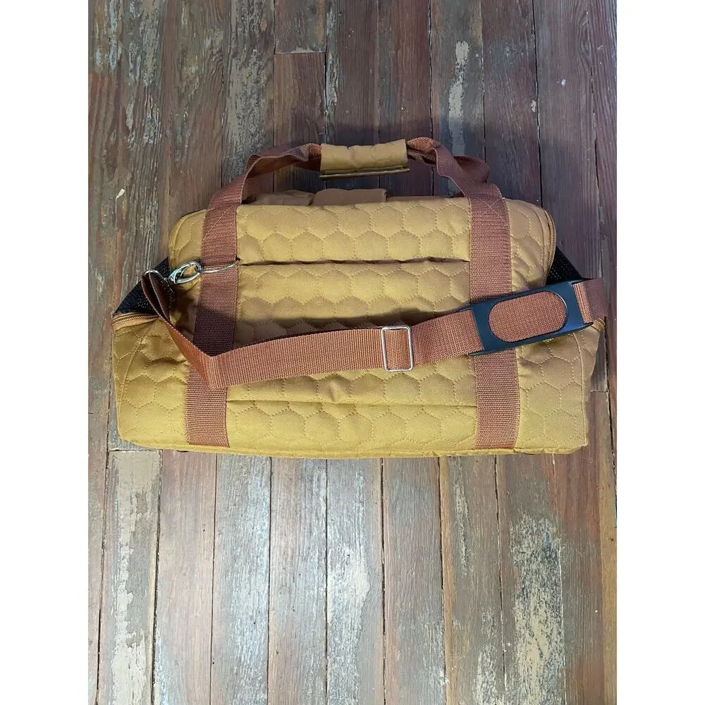 Muffin & Berry Quilted Pet Carrier Bag Tan Canvas Small Dog Cat Travel Tote